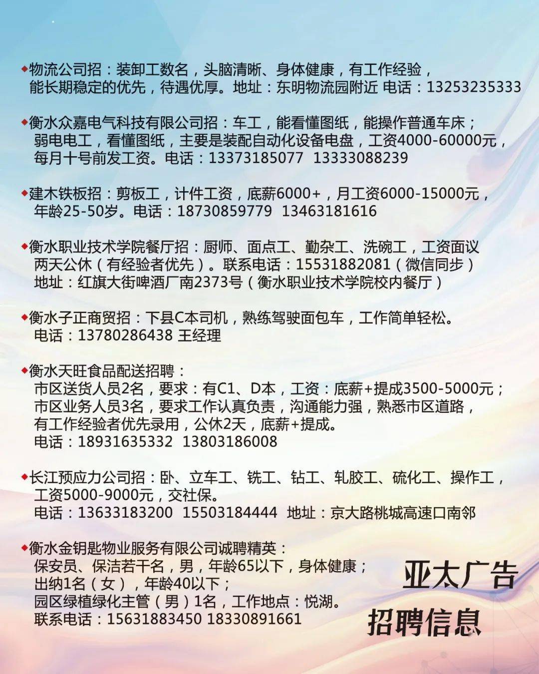 清苑人才网招聘信息更新概览